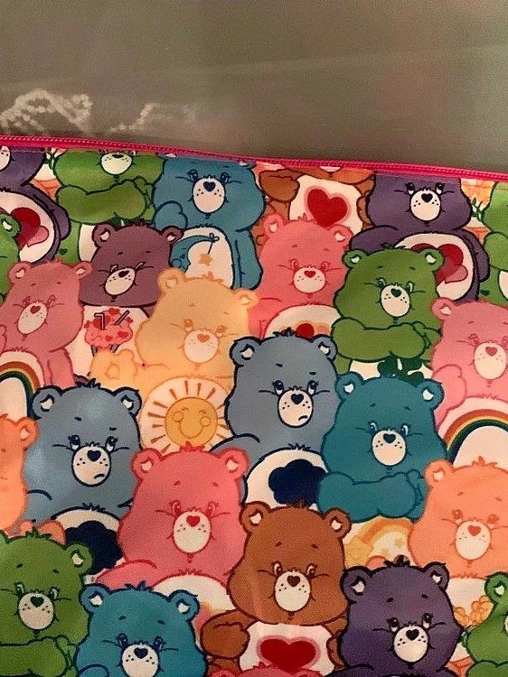 Care Bears All-Over Print Cosmetic Pouch Bear Print Cosmetic Pouch in Pink &